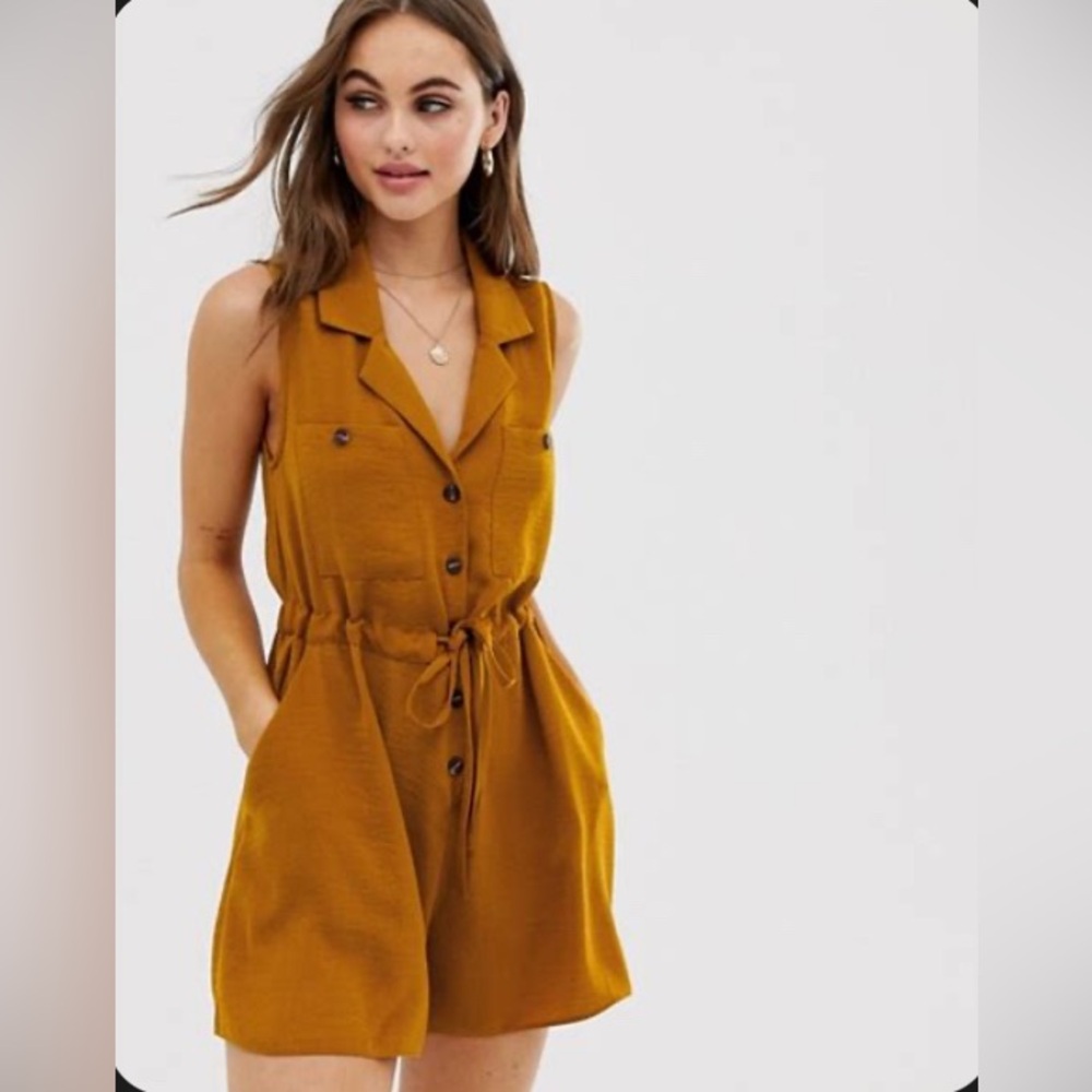 ASOS DESIGN breezy romper in mustard yellow